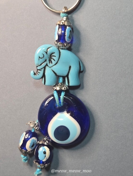 Accessories - 1 It Blue Elephant Keychain with Trunks Up